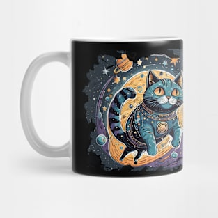 Paws it and Explore the Meowniverse - Cute Cat in Space Design Mug